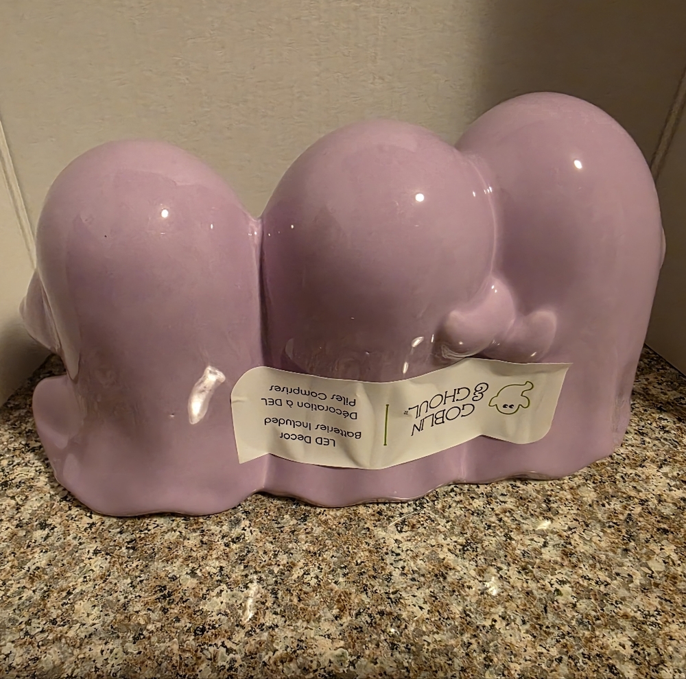 NWT Light-up Purple Ceramic Ghost Decor - Picture 2 of 3